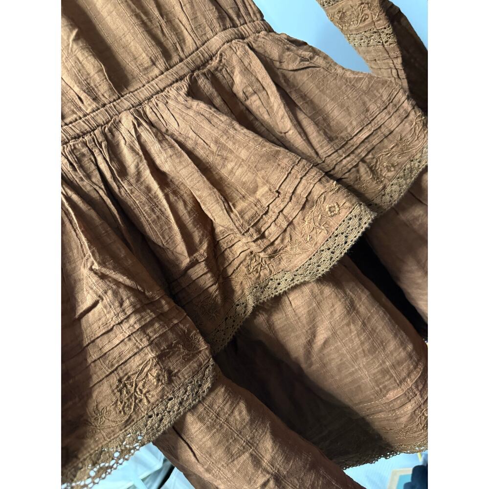 American Eagle BROWN Women's Embroidered Wrap Front Mini Dress, Small - Picture 7 of 7